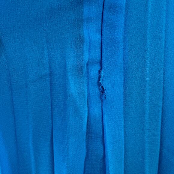 ZARA Camisole Halter Pleated Slip Dress Blue Cutout Sleeveless Midi Dress M NEW - Picture 12 of 12